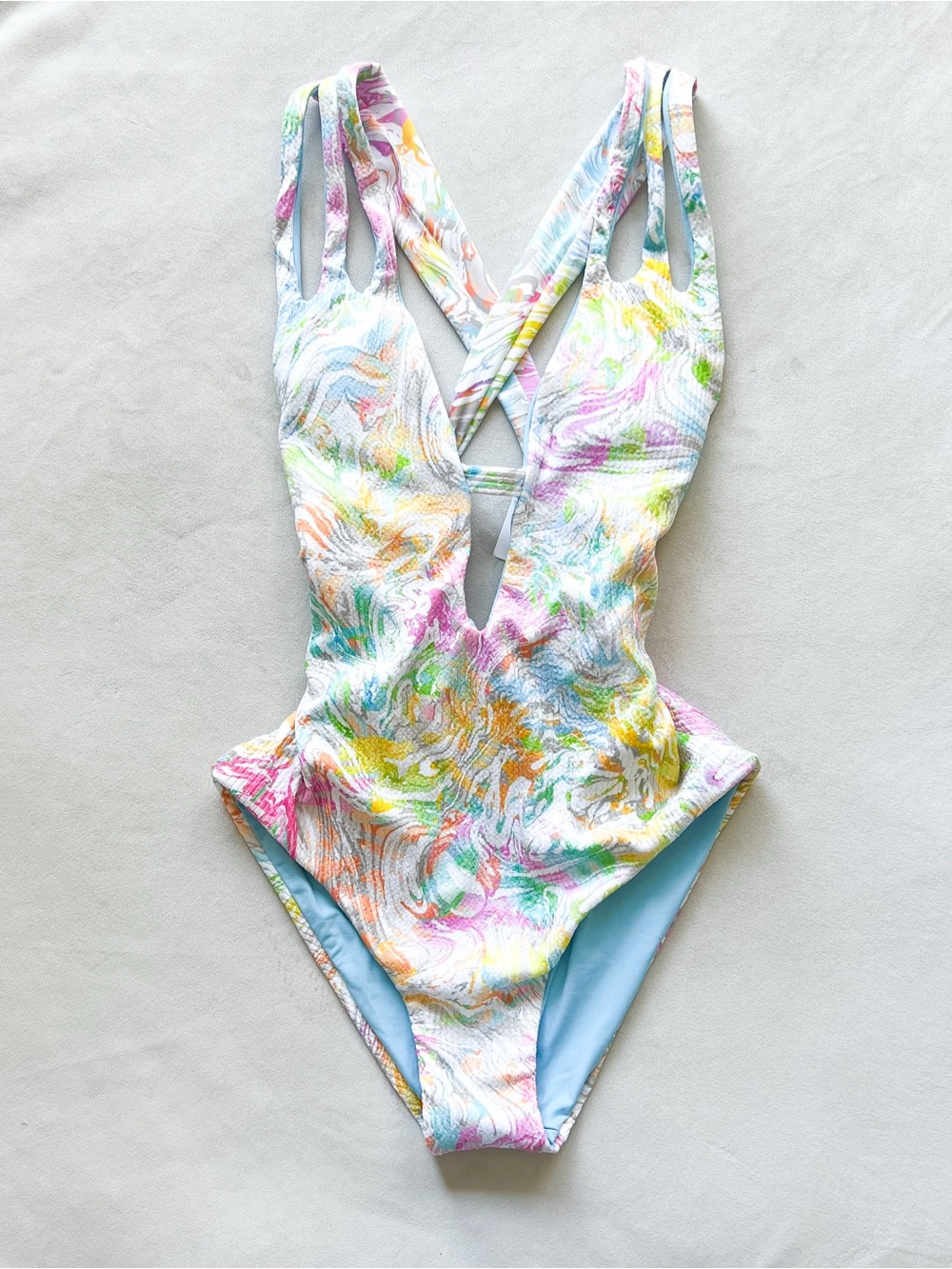 BECCA Pastel Marble Multi-Color One-Piece Swimsuit - Small